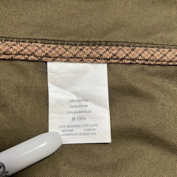 J.Crew || Utility Jacket Olive Green With Zipper and Span on Buttons Cotton XS - Picture 9 of 9
